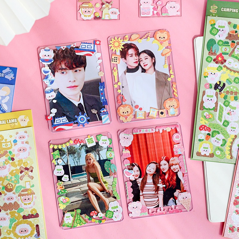 12 Mẫu hình dán sticker động vật laser lấp lánh trang trí thẻ goo