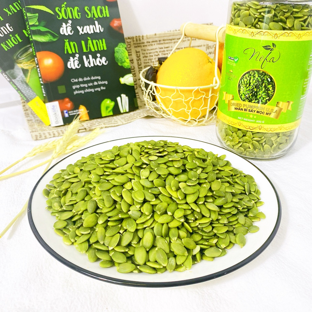 Hạt Bí Xanh Nofa túi 500g Sấy Giòn Nguyên Vị, Hũ Và Túi Zip Hạt To Đều Mẩy, Hàng Thượng Hạng Từ Nông Trại Hữu Cơ 100%
