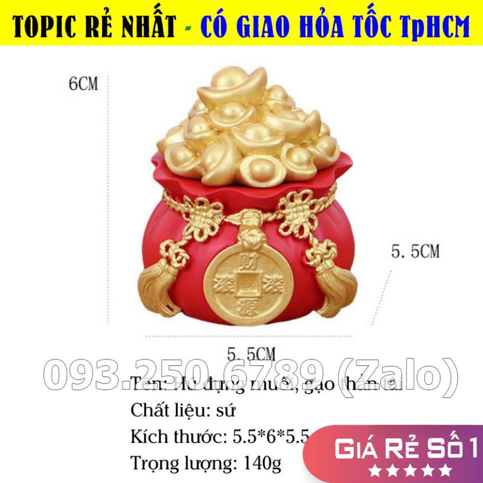 [RẺ NHẤT] Hũ đựng muối gạo tài lộc túi thân tài may mắn để ban thờ trang trí nhà cửa chum vàng chiêu thần tài