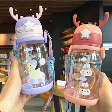 Bình nước cho bé FREESHIP Bình con huơu có van chống sặc cao cấp 250ml bằng nhựa PP chịu nhiệt tốt