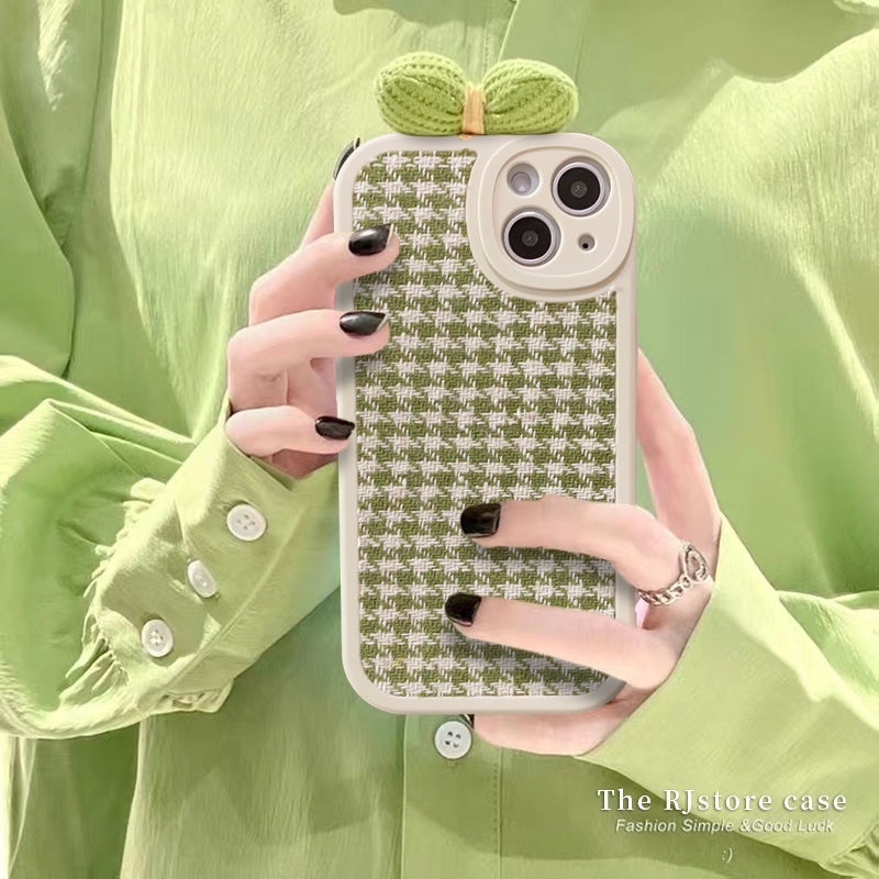 Ốp Điện Thoại Họa Tiết Kẻ Ô Màu Xanh Lá / Đen Cho IPhone 12 13 14 11 Pro Max X Xs Max Xr
