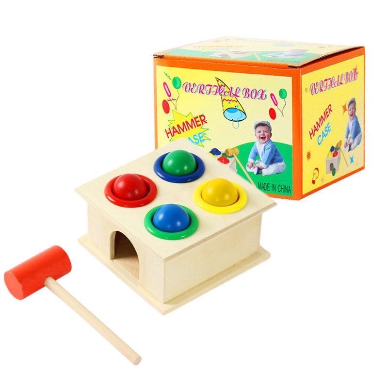 Đồ chơi đập bóng trơn, đập bóng búa gỗ với 4 bóng vui nhộn