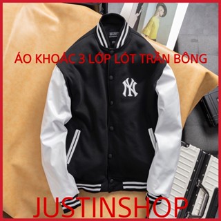 [Có Video Hình Ảnh Thật] Áo Khoác Bomber MLB NY 3 Lớp Lót Trần Bông, Áo Khoác Varsity nam nữ unisex - JUSTINSHOP