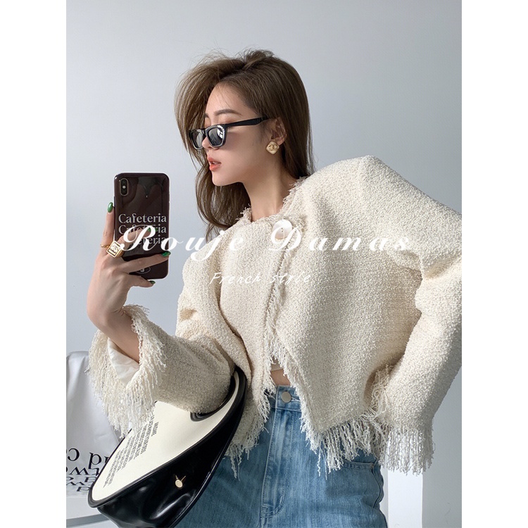 Áo Khoác Cardigan Dệt Kim Tay Dài Dáng Rộng Phối Tua Rua Phong Cách Cổ Điển Thời Trang Mùa Thu Mới 2022