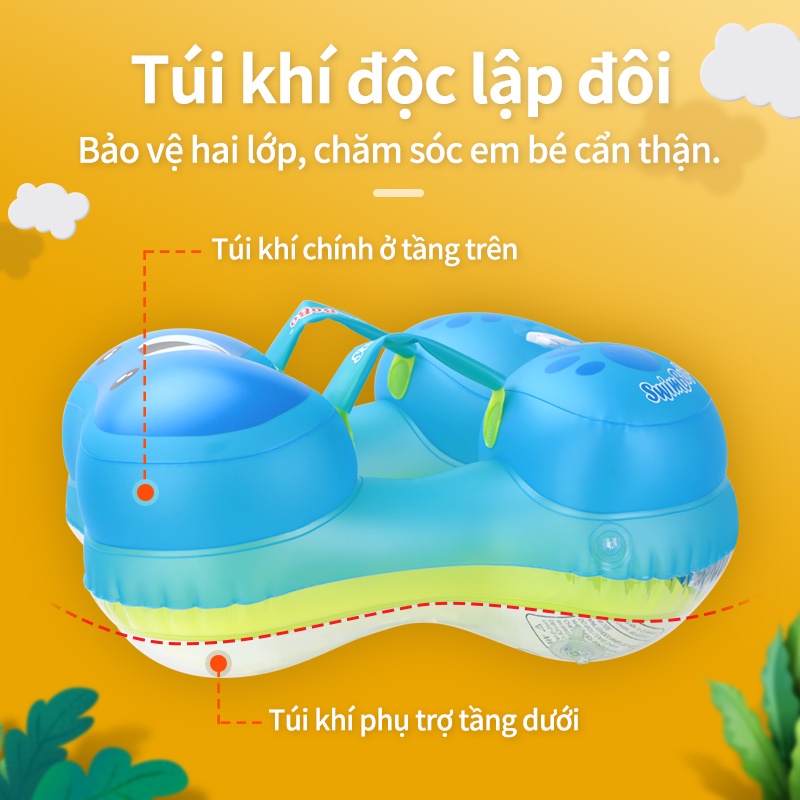 Phao Bơi Bơm Hơi Hình Cá Voi / Gấu Hoạt Hình Có Thể Tháo Rời Cho Bé