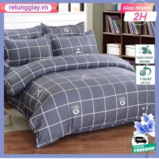 Bộ ga kèm 2 vỏ gối nằm[1m2x2m,1m4x2m,1m6x2m]vải poly cotton,chọn mẫu-karo vương miện