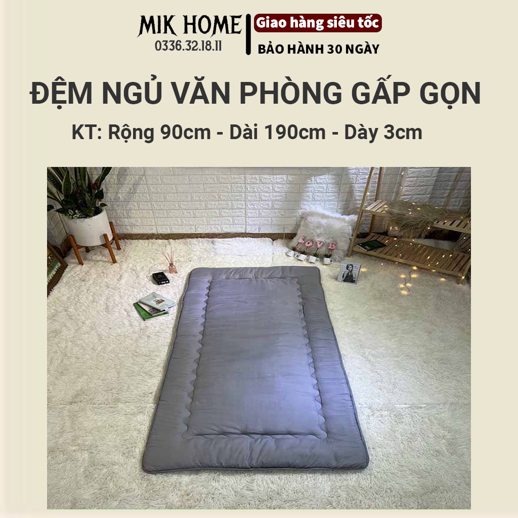 Đệm Ngủ Văn Phòng Gấp Gọn 90x190cm Có Lớp Cao Su Chống Trơn Trượt- Tấm Nệm Ngủ Dày Dùng 1 Người Êm Ái Tạo Giấc Ngủ Ngon