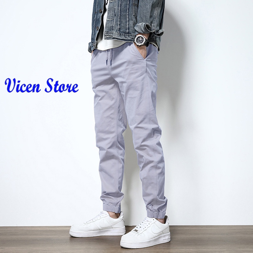 Quần Jogger Kaki VICENZO Cao Cấp Hàng Xuất Khẩu, Quần Jogger KaKi Nam Cạp Chun Bo Gấu Trẻ Trung - QJKN01
