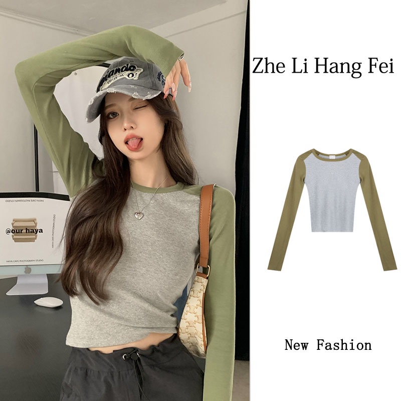 Áo thun nữ ZHELIHANGFEI dài tay cổ tròn thời trang