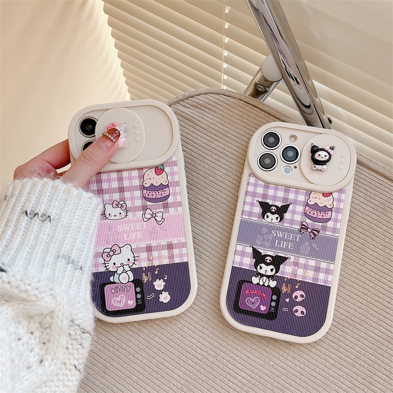 Ốp Điện Thoại Silicon Chống Sốc Họa Tiết Hoạt Hình Kuromi Kitty Cho iPhone 14 / 13 / 12 / 11