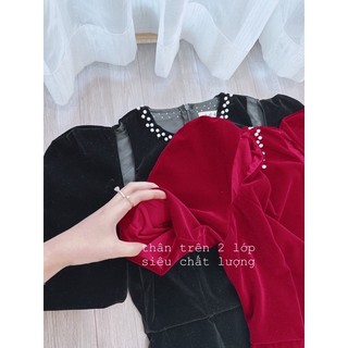 Váy nhung dáng xoè tiểu thư