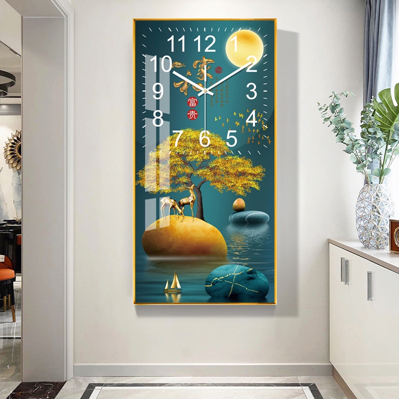 Tranh Treo Tường Đồng Hồ Tráng Gương 5D Hươu Tài Lộc , trang Trí Phòng Khách/ Decor Phòng Làm Việc/ Phòng Ngủ