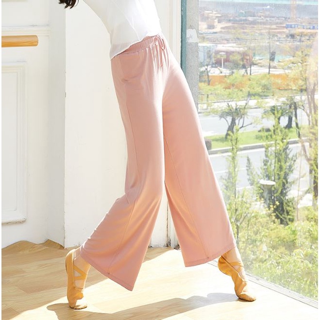Quần Suông Ống Rộng Cạp Cao Co Dãn, Quần Tập Nhảy, Múa, Yoga, Đi Làm, Đi Chơi