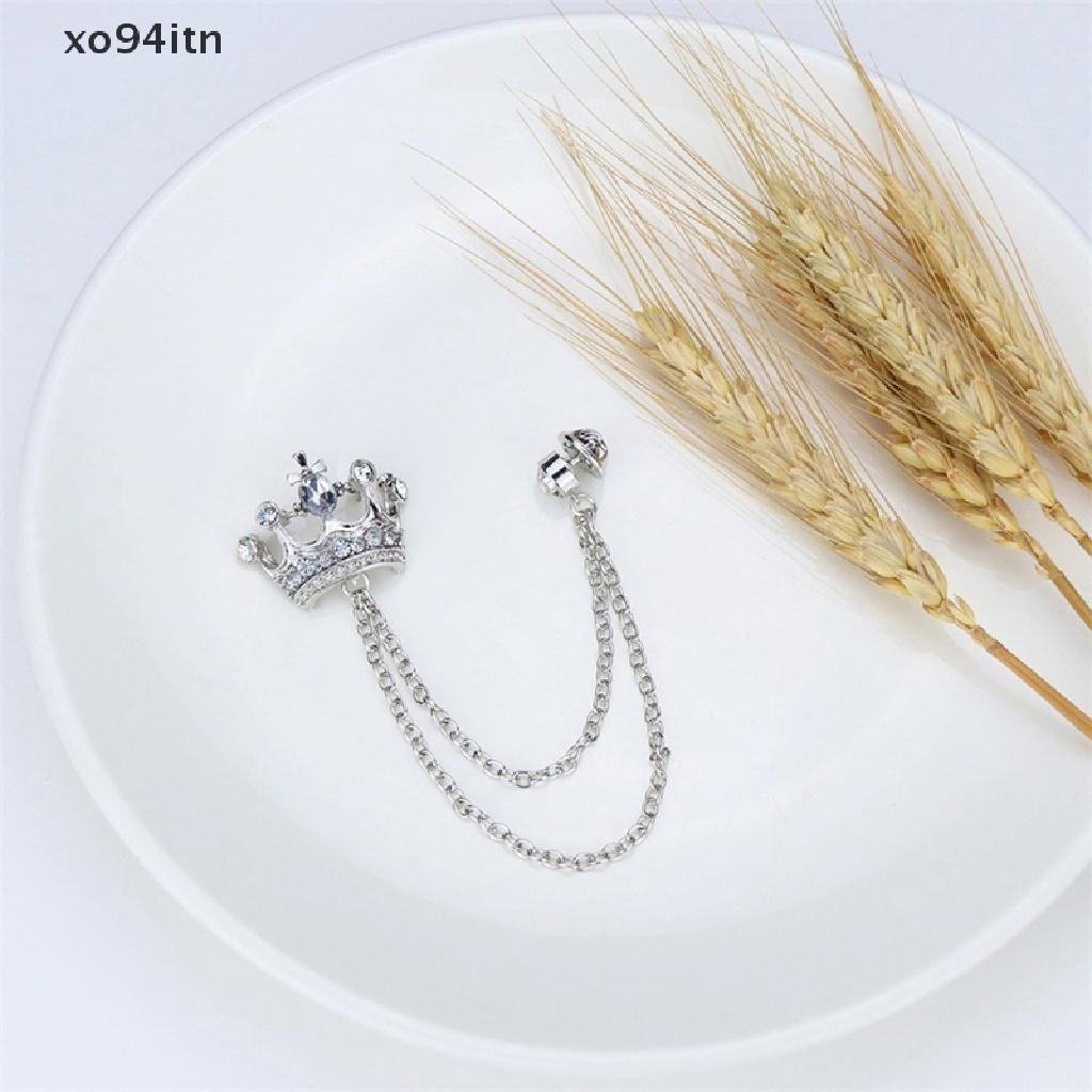 Trâm Cài Áo Hình Vương Miện Phối Dây Xích Tua Rua Phong Cách Anh Quốc Cổ Điển Thời Trang Sang Trọng