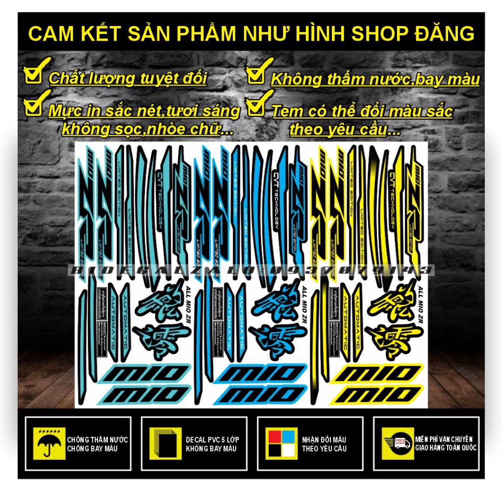 TEM RỜI MIO ZR PHỐI DÁN XE ĐEN - THU DECAL