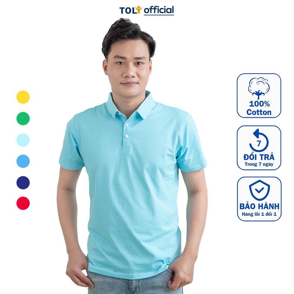 Áo Thun Nam Cổ Sơ Mi (CỔ TRỤ) Toli, Chất Cotton 4 Chiều Mềm Mịn, Co Giãn, Form Suông Cơ Bản [XANH DA TRỜI-TM14]