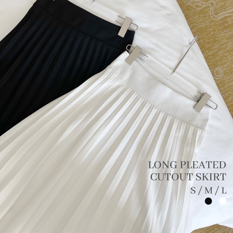 LAGOM - Chân váy nữ xếp ly dài cutout lạ mắt chất chất liệu linen Thái cao cấp dày dặn