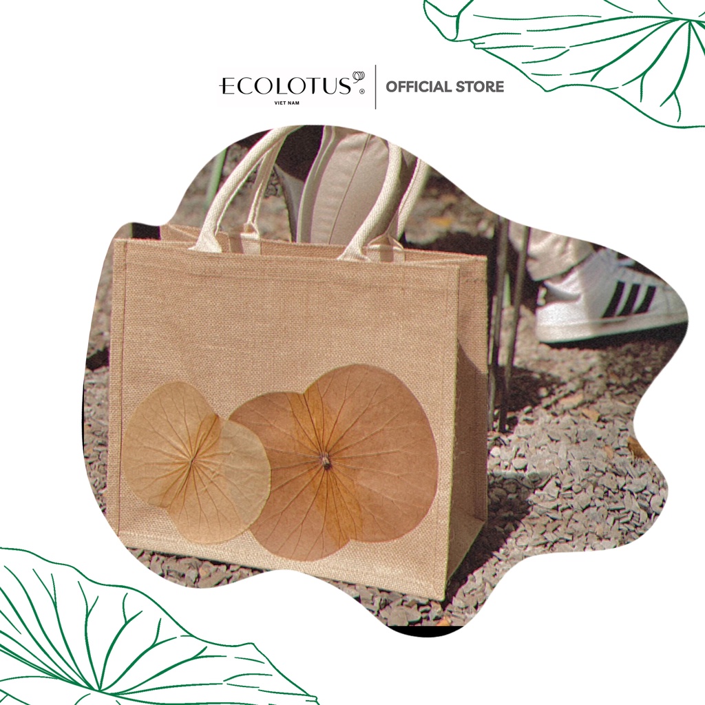 Túi Vải Lá Sen ECOLOTUS, Túi Xách Nữ Thời Trang, Quà Tặng Thiên Nhiên 30x34Cm.