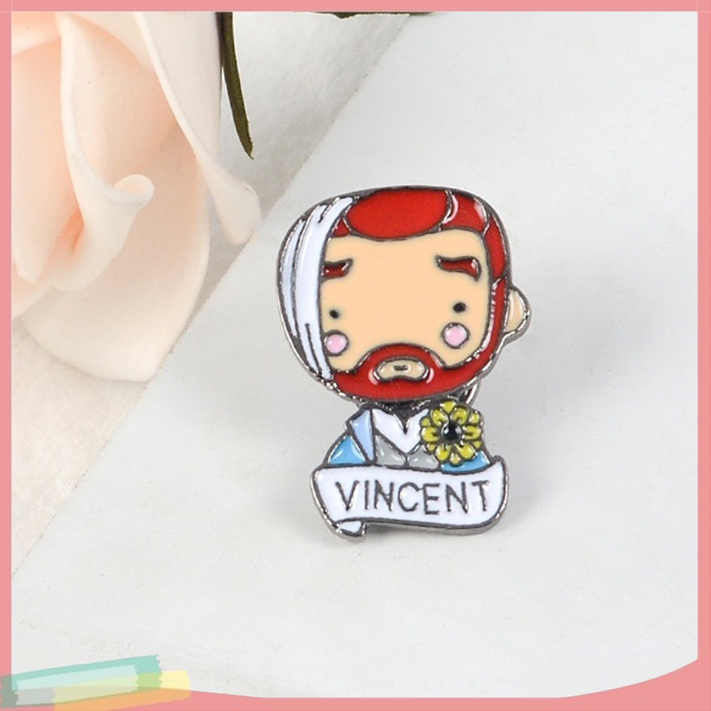 Trâm cài hoạt tiết Van Gogh in chữ Vincent bằng nhôm