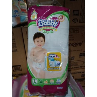 Tã quần bobby size L 38 miếng tặng 6m