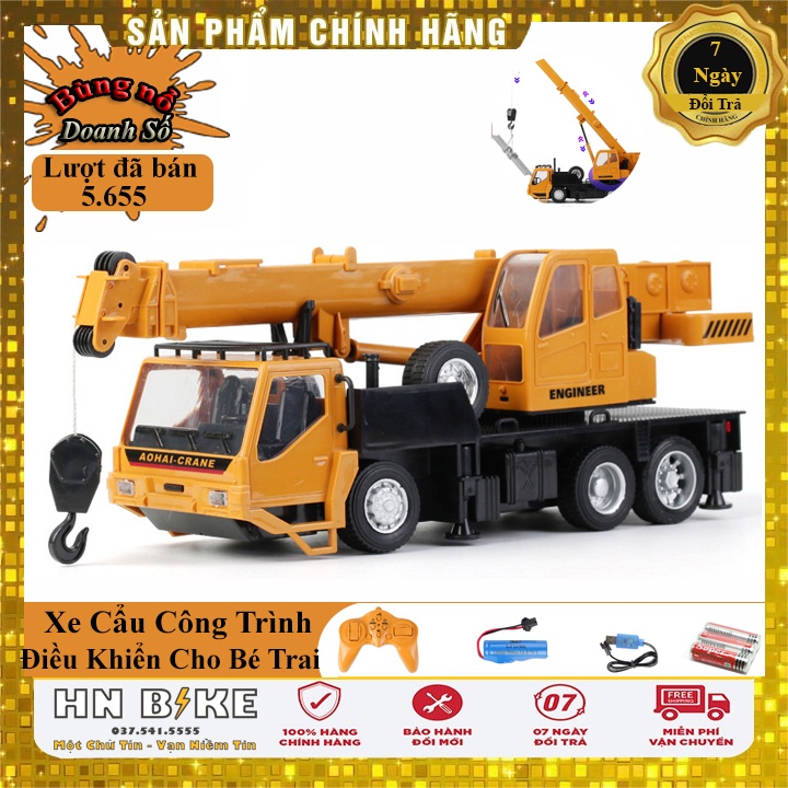 xe cẩu điều khiển từ xa, Mẫu cẩu cỡ lớn nâng - hạ pit tông bằng nút ấn, kèm pin và sạc