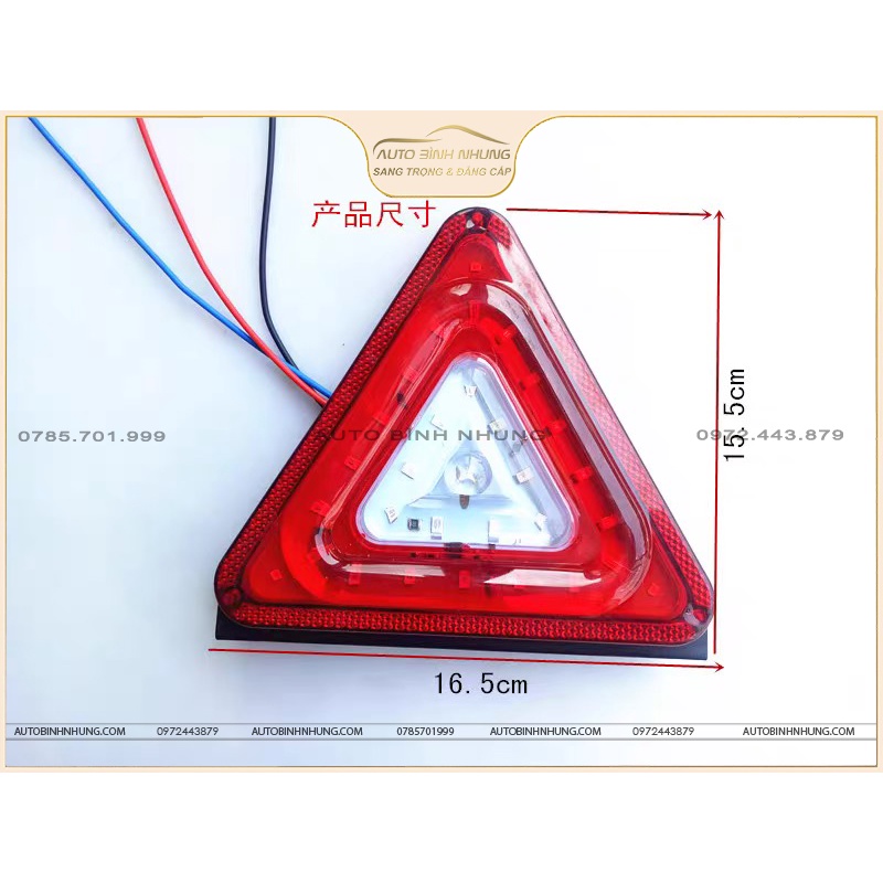 Đèn led tam giác điện cảnh báo xe ô tô tải, đèn led tam giác trang trí xe ô tô tải dòng điện 12v-24v