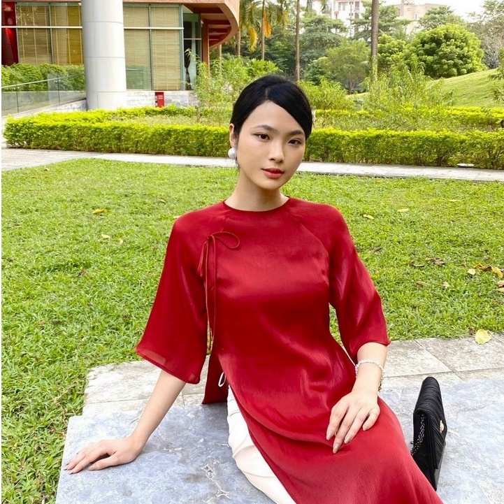 Áo Dài Cách Tân Dáng xuông Phù hợp đi chơi đi Chùa ngày Tết ,Ngày Lễ