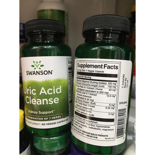 ViênuốngSwanson Uric Acid Cleanse 60 viên hỗtrợthảiUricAcidngănngừaGout