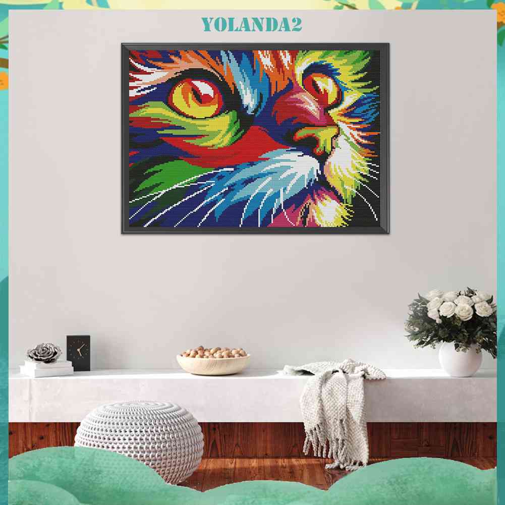 Bộ Tranh Thêu Chữ Thập DIY Hình Chú Mèo Nhiều Màu Sắc 11CT Yolanda2