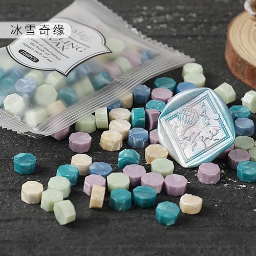 Túi nhỏ hạt sáp hình bát giác 100 hạt 35g hạt sáp con dấu 62 màu