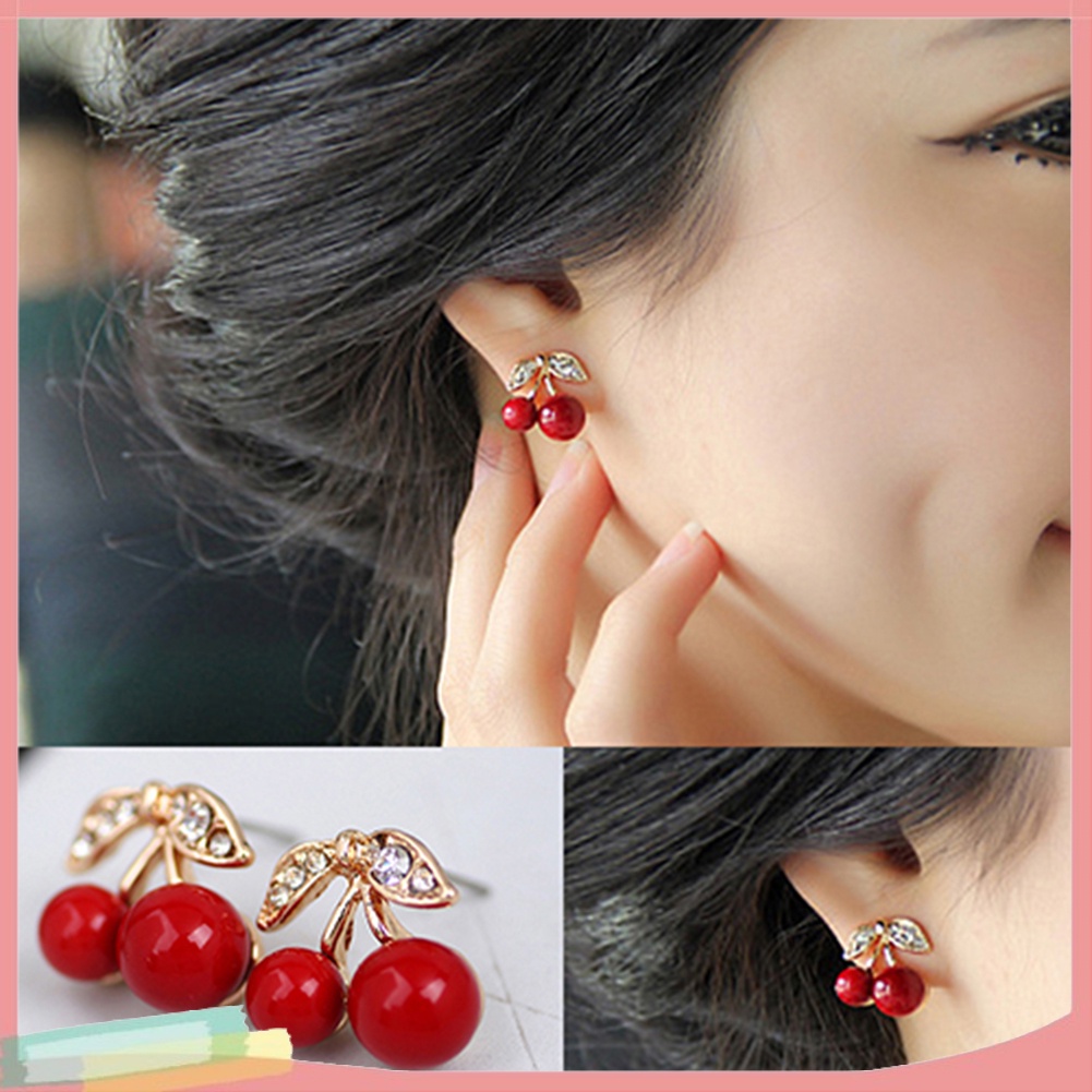 Hoa Tai Kiểu Dáng Quả Cherry Thời Trang Phong Cách Cho Nữ