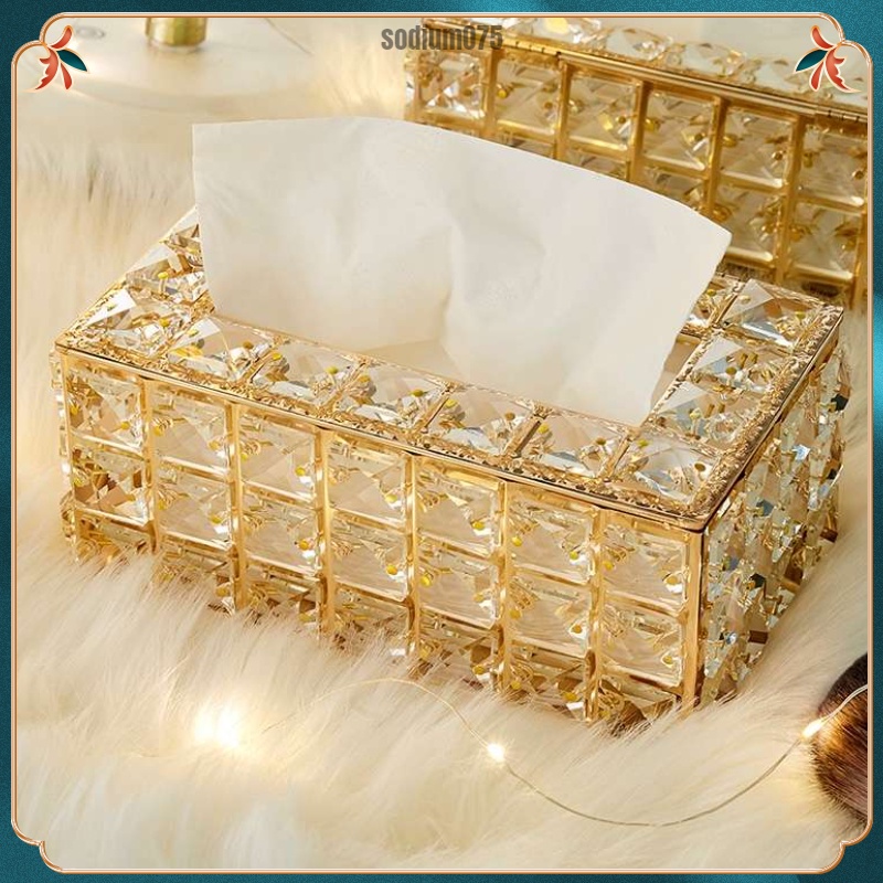 Có thể bán buôn Hộp đựng khăn giấy pha lê Sắt sáng bóng Chủ bạc Phụ kiện nhà cho quán cà phê Phòng khách sạn Sodium075 Hàng giao ngay