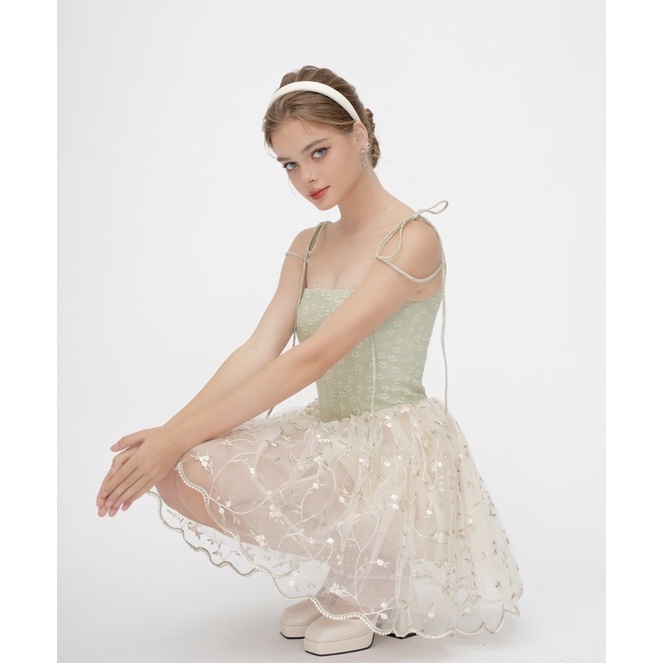 Caleelilou - Đầm Corset phối ren thêu Calista