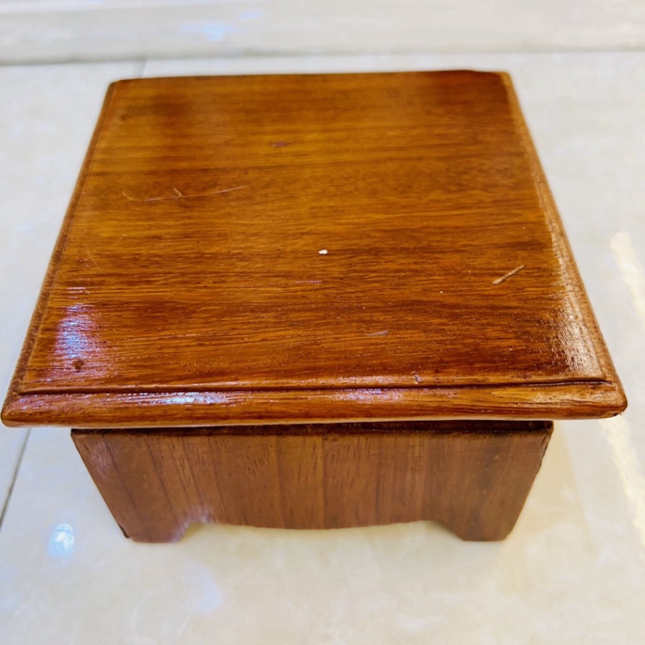Chân đế gỗ hương kê tượng, Đôn gỗ vuông, Đế bát hương cao cấp, ảnh thật