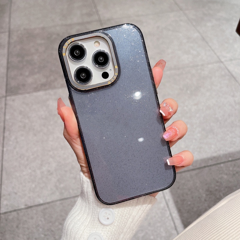 Ốp Điện Thoại Cứng Trong Suốt Chống Sốc Phối Kim Tuyến Sang Trọng Cho iPhone 14 13 12 Pro Max