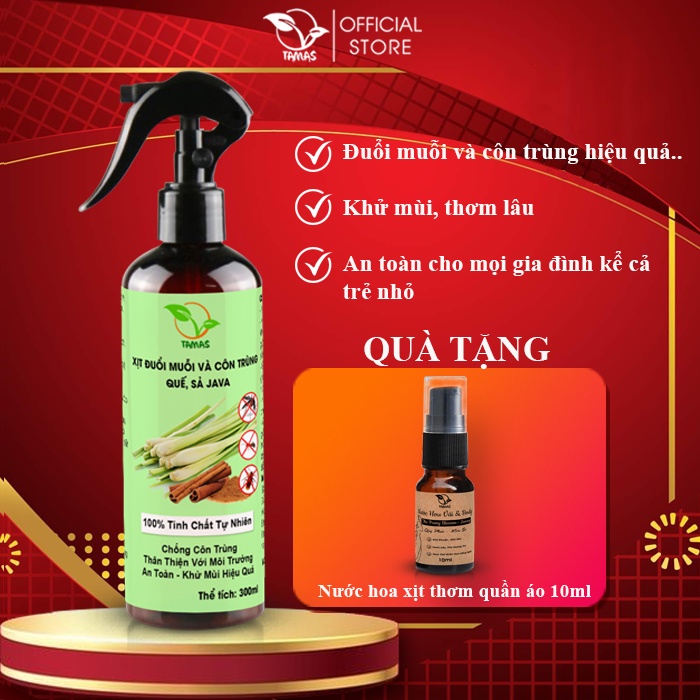 Xịt Tinh Dầu Đuổi Muỗi Và Côn Trùng TAMAS 300ml Hương Quế- Sả Java