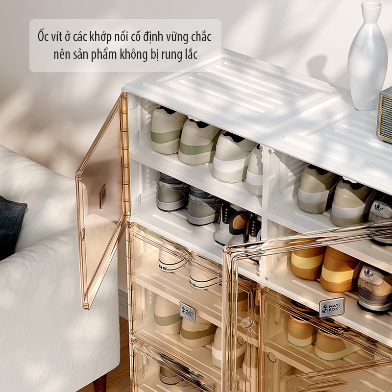 Tủ Đựng Giày Dép Gia Đình MayiBox Gấp Gọn, Hộp Lưu Trữ Giày Dép Chống Bám Bụi Ẩm Mốc MB09