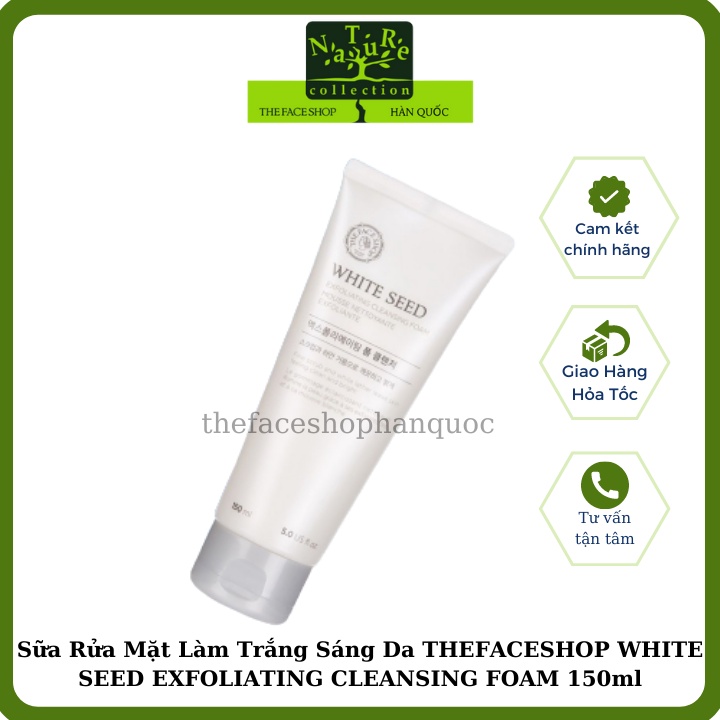 Sữa Rửa Mặt Làm Trắng Sáng Da THEFACESHOP WHITE SEED EXFOLIATING CLEANSING FOAM