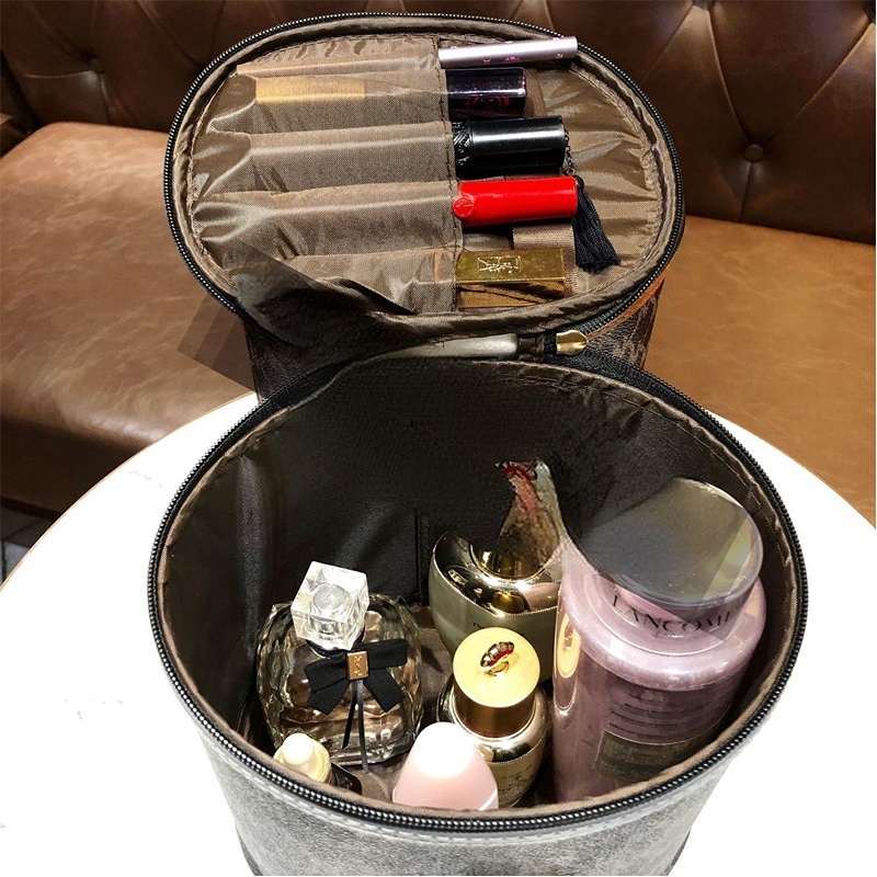 Túi Đựng Mỹ Phẩm Da PU Hình Trụ Cỡ Lớn Chống Thấm Nước