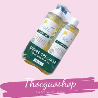 Sữa tắm gội 2in1 Klorane Bebe chai 500ml nội địa Pháp hương thơm dịu nhẹ an toàn cho bé không cay mắt