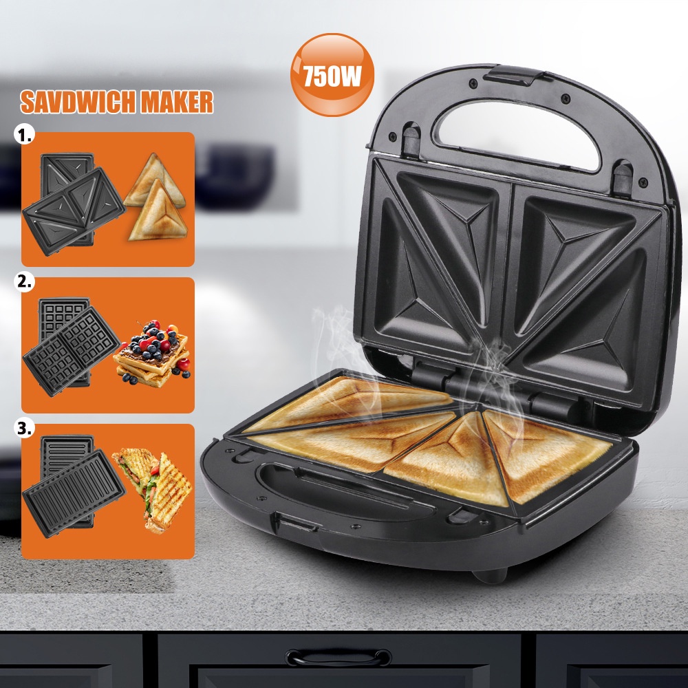 Máy kẹp bánh mì RAF 1200W đa năng 3 khay có thể tháo lắp được làm bánh, nướng bánh rất nhanh HG213 [BẢO HÀNH 12 THÁNG]