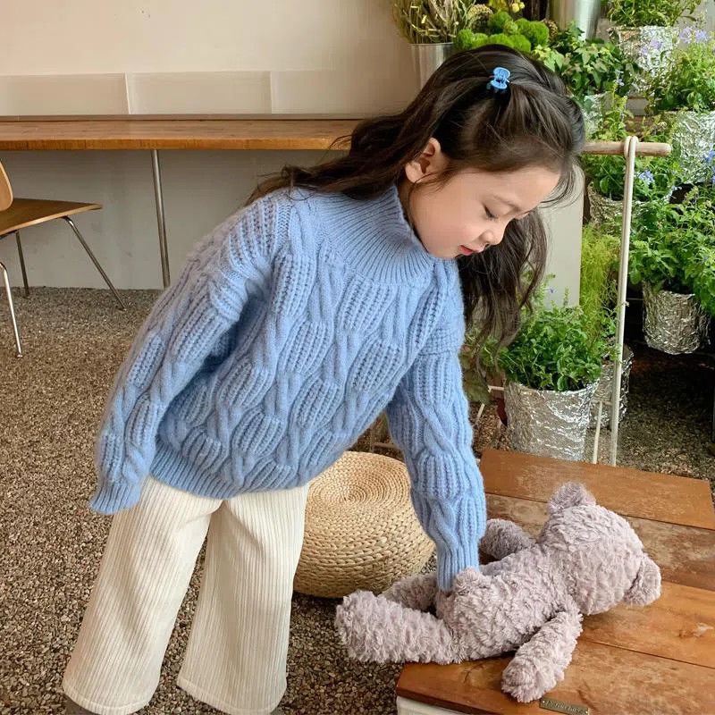 MNGRL Quần Nhung Tăm Ống Rộng Màu Trơn Thoải Mái Cho Bé Gái Bé Trai
