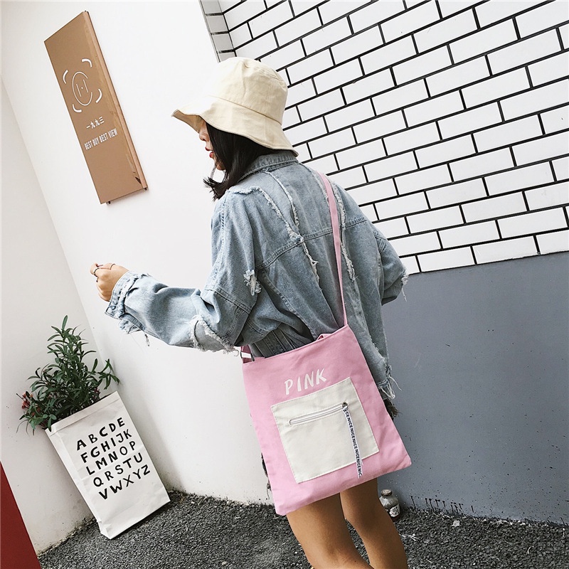 Túi Xách Vải Canvas Đeo Một Bên Vai Phong Cách Hàn Quốc Đơn Giản Nhỏ Gọn Hàng Mới Dành Cho Học Sinh