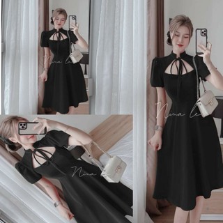 Đầm xòe cổ cột nơ siêu xinh