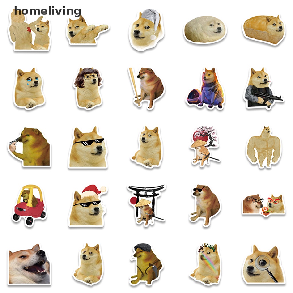 Bộ 50 Miếng Dán Hình Chú Chó Vui Nhộn Dùng Trang Trí Laptop / Guitar / Vali / Điện Thoại