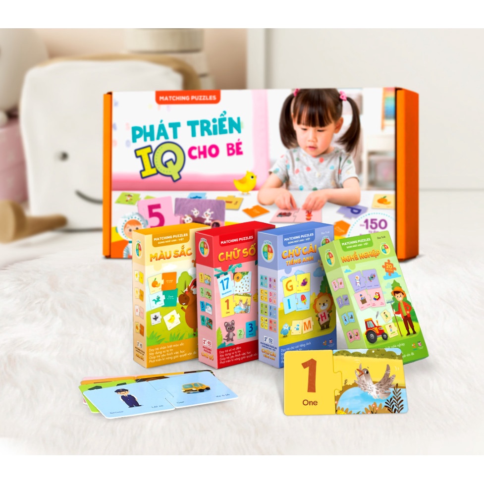 Bộ đồ chơi xếp hình ghép nối TNBOOKS giúp bé phát triển tư duy - Song ngữ Việt Anh - đồ chơi giáo dục