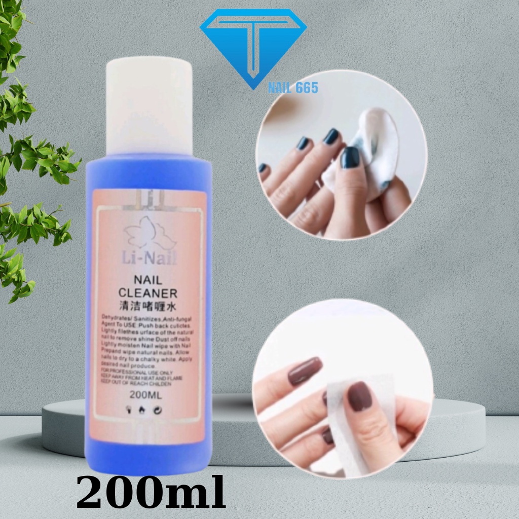 Nước lau sơn gel móng tay nail Li-Nail chính hãng chai 200ml , Cồn lau gel ủ phá móng chuyên dụng