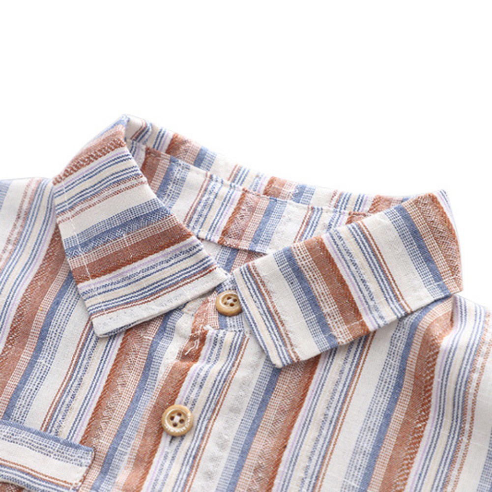 Set Áo Sơ Mi Kẻ Sọc + Quần Dài Phong Cách Hàn Quốc Cho Bé