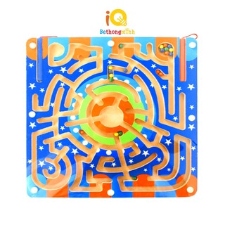 Bộ Đồ Chơi Gỗ 2 IN 1 Mê Cung Bi Nam Châm Kết Hợp Trò Chơi BoardGame Cờ Cá Ngựa BeThongMinh