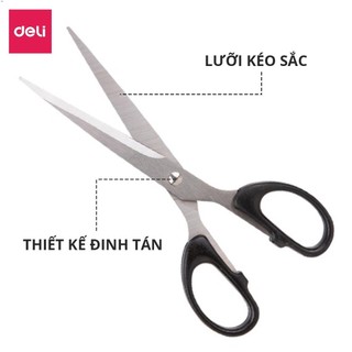[COMBO 3/1] Kéo văn phòng 175mm Deli - Đen/Đỏ  - E6009 .